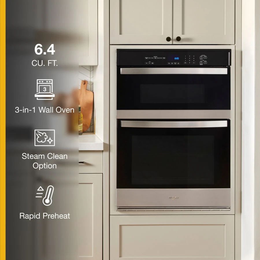 6.4 Total Cubic Feet Combo Self-Cleaning Wall Oven - Stainless Steel