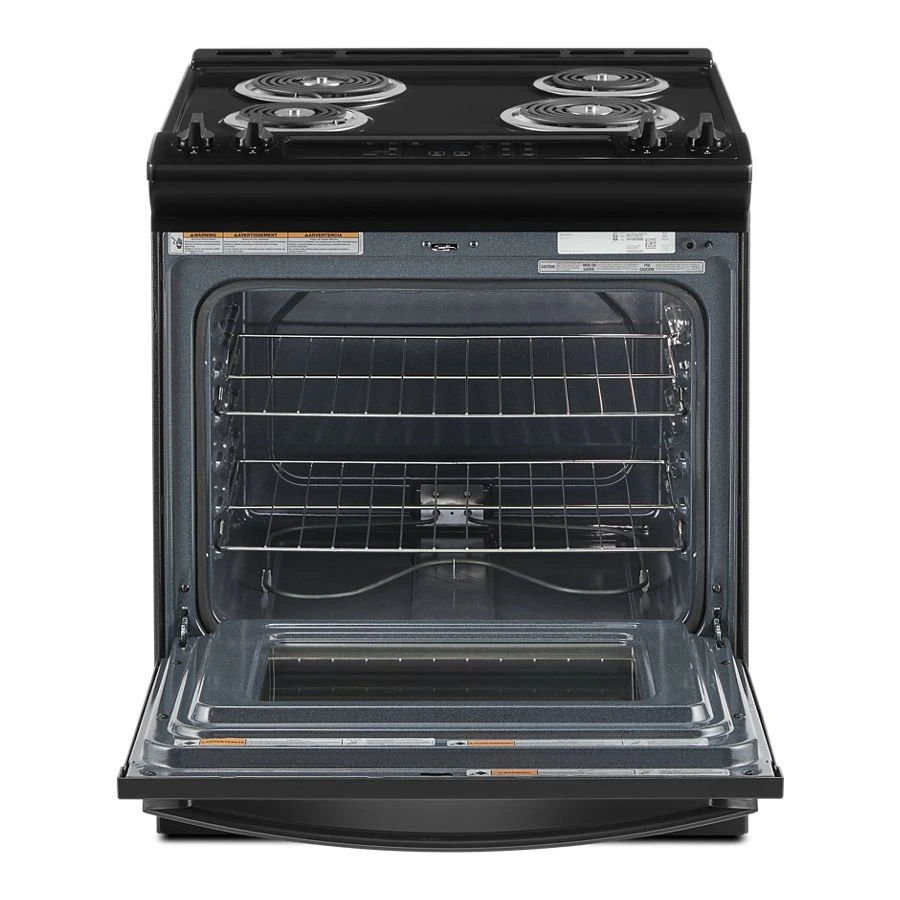 4.8 Cubic Feet Electric Range With Frozen Bake Technology And Adjustable Self-Clean Cycle - Black