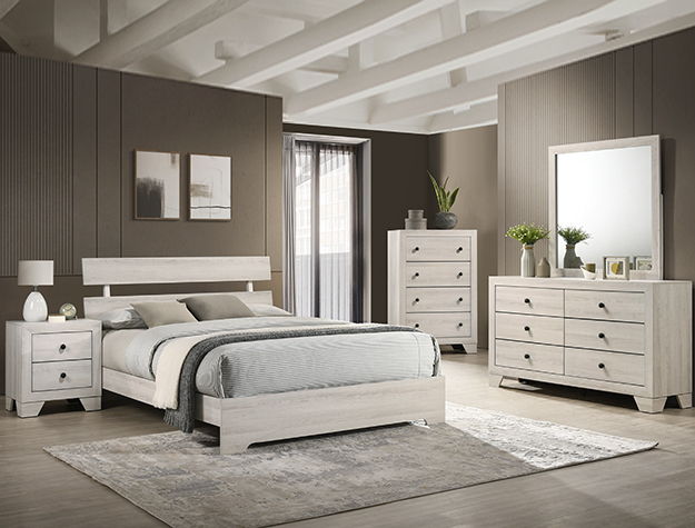 Atticus - King Platform Bed In One Box - White