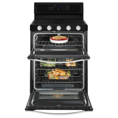6.0 Cubic Feet Gas Double Oven Range With Ez-2-Lift Hinged Grates - Black Ice
