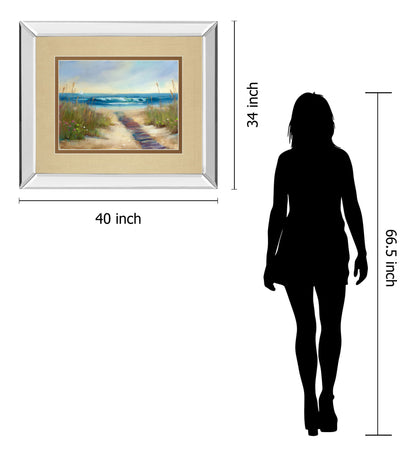 Serenity Il By Karen Marguliss - Mirror Framed Print Wall Art - Beige