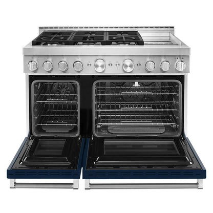 48'' Smart Commercial-Style Gas Range With Griddle - Ink Blue