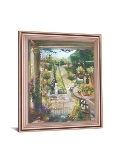 Sunlit Garden Retreat - 34" x 28" Framed Wall Art
