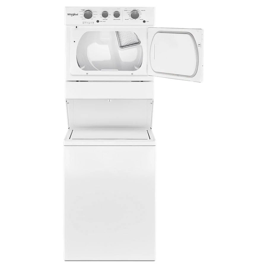3.5 Cu.Ft Long Vent Gas Stacked Laundry Center 9 Wash Cycles And Wrinkle Shield - White