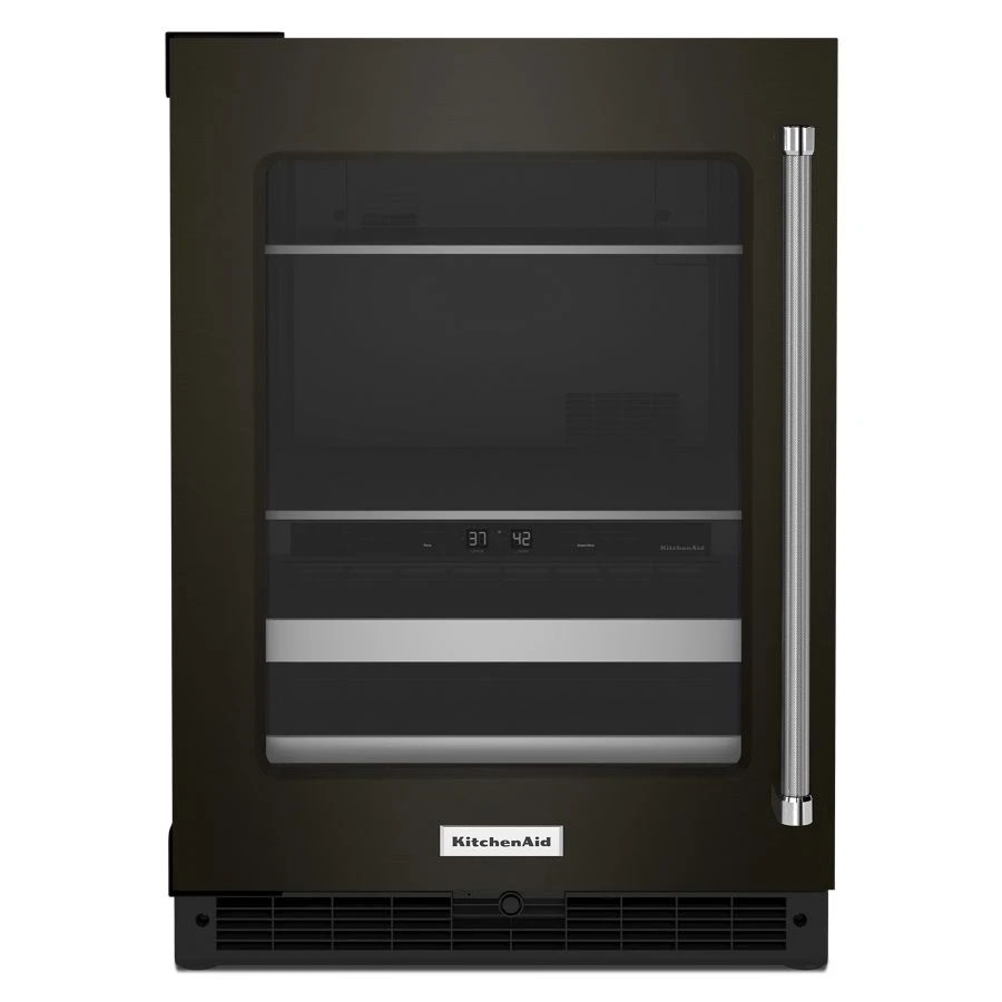 24" Beverage Center With Glass Door And Metal-Front Racks And PrintShield Finish