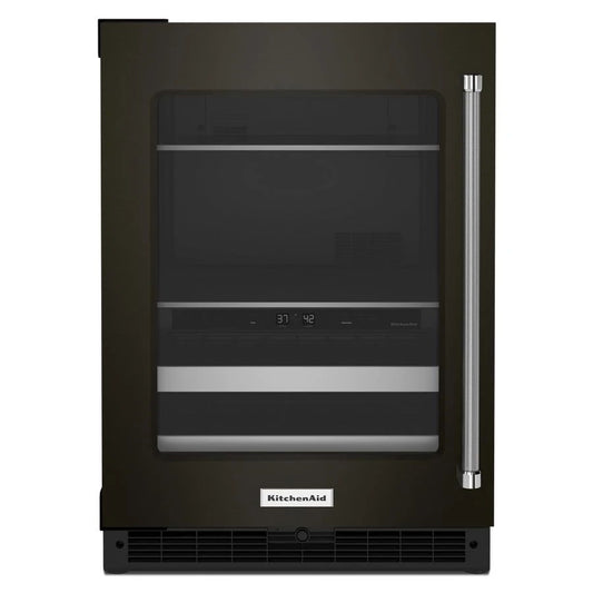 24" Beverage Center With Glass Door And Metal-Front Racks And PrintShield Finish