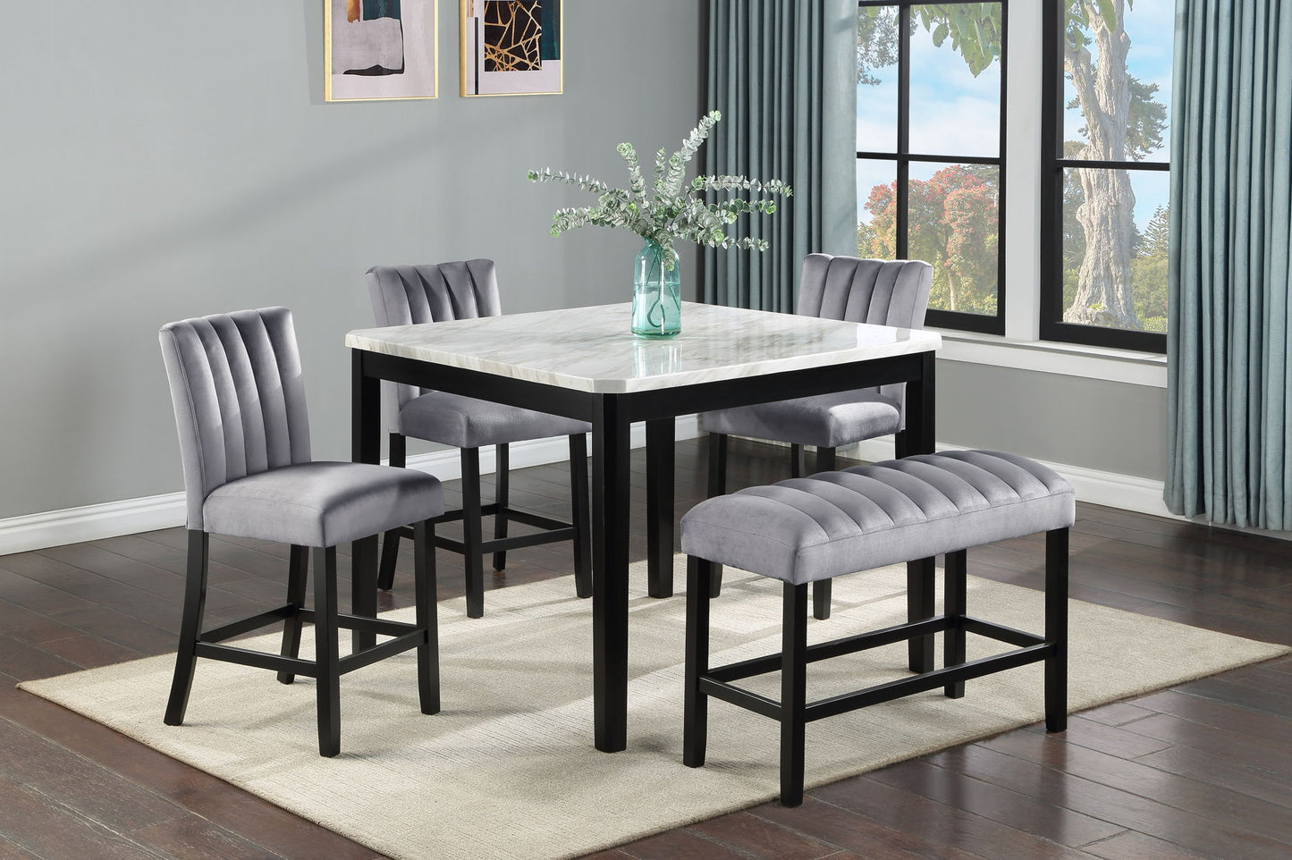 Pascal - 6 Piece Counter Dining Room Set - White