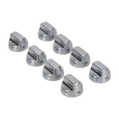 Kitchenaid 36"/48" Range Bladed, Stemless Burner Knobs Kit (Set Of 8) - Stainless Steel (Includes One Griddle And Grill) - Stainless Steel