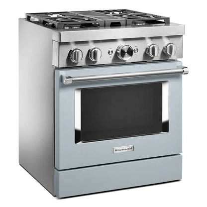 30'' Smart Commercial-Style Dual Fuel Range With 4 Burners - Misty Blue