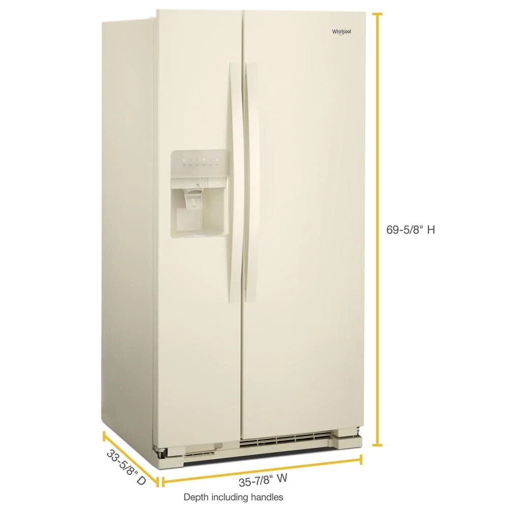 36" Wide Side-By-Side Refrigerator, 24 Cubic Feet - Biscuit-On-Biscuit