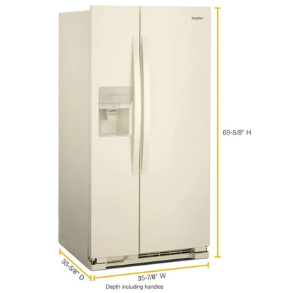 36" Wide Side-By-Side Refrigerator, 24 Cubic Feet - Biscuit-On-Biscuit