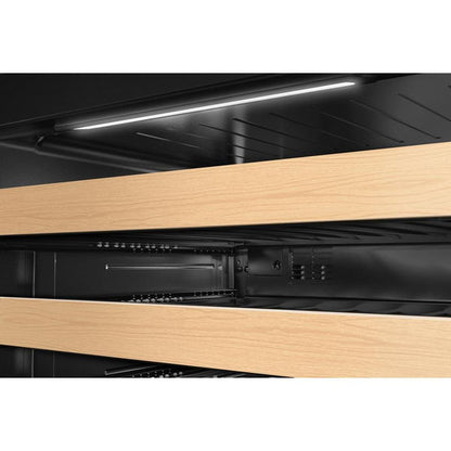 24" Undercounter Wine Cellar With Full-Extension Wood-Front Racks, Backlit Touch Controls - Black Ore