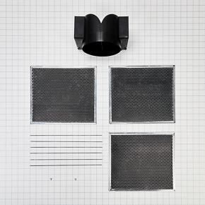 Range Wall Hood Recirculation Kit (Includes Two Charcoal Filters, Four Rod-Style Clips, And One Deflector Damper) - Silver