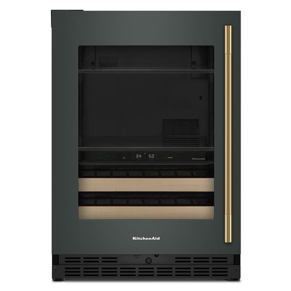 24" Beverage Center With Glass Door And Wood-Front Racks, Backlit Touch Controls - Juniper