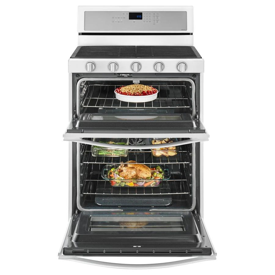 6.0 Cubic Feet Gas Double Oven Range With Ez-2-Lift Hinged Grates - White Ice