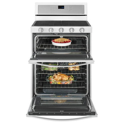 6.0 Cubic Feet Gas Double Oven Range With Ez-2-Lift Hinged Grates - White Ice