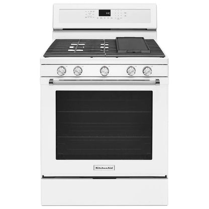 30" 5-Burner Gas Convection Range - White