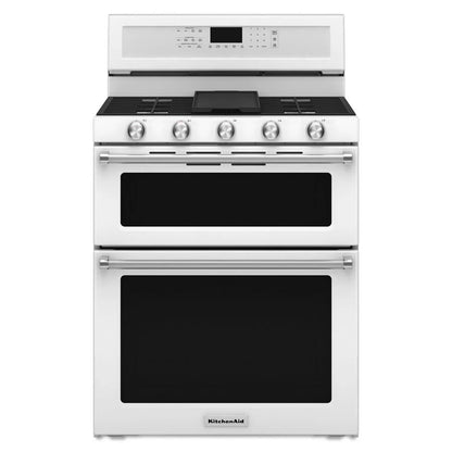 30" 5 Burner Gas Double Oven Convection Range - White