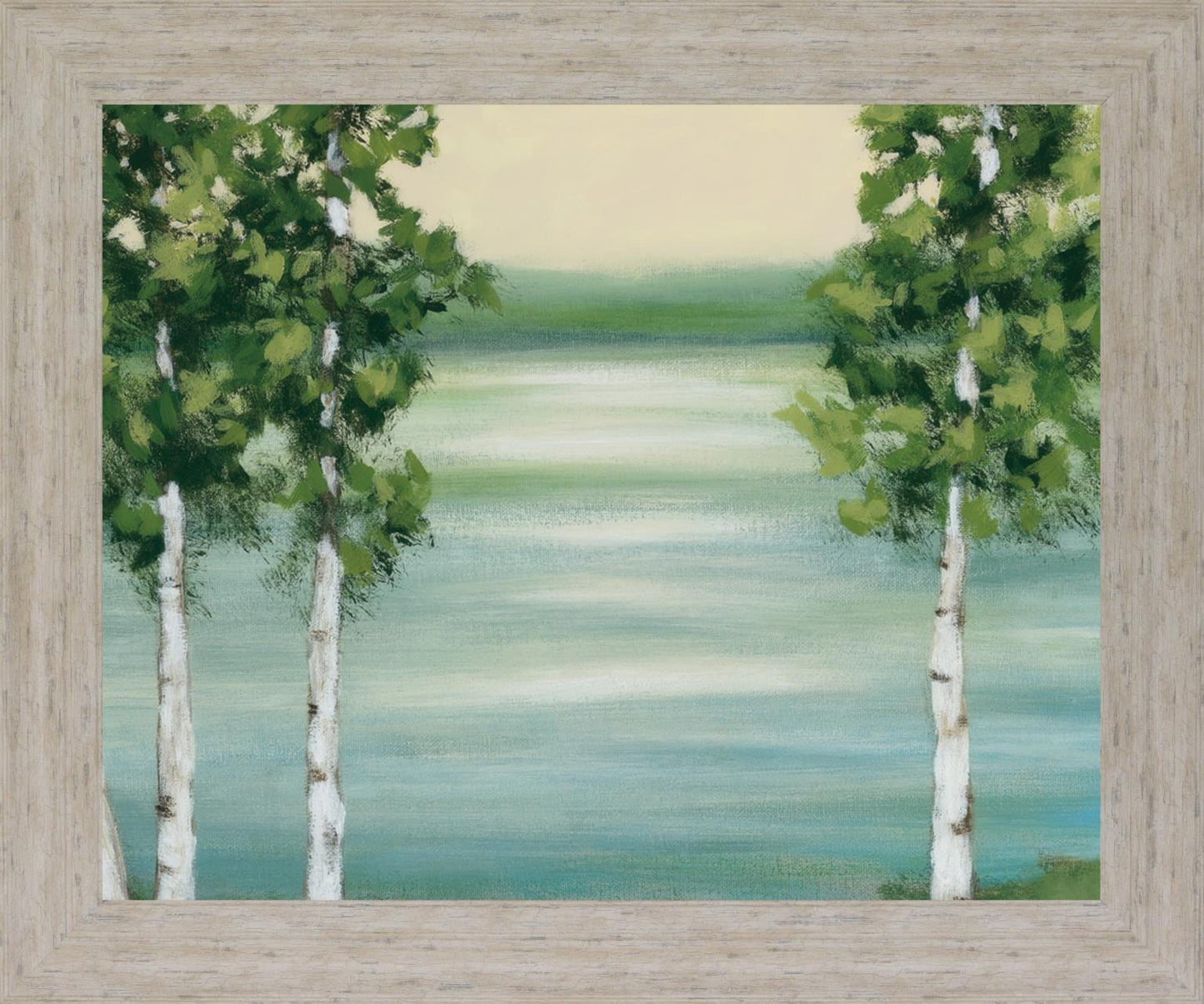 Birches Over Serene Water - 28" x 34" Framed Wall Art