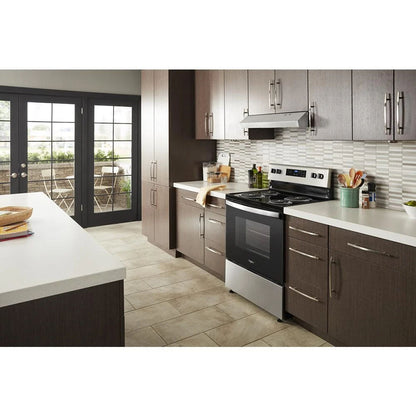4.8 Cubic Feet Electric Range With Keep Warm Setting - Stainless Steel / Black