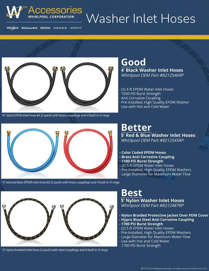 Washer Fill Hoses - Black - Hot And Cold Water
