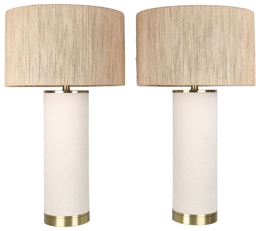 Linen Haven - 31 X 17 - Textured Linen Table Lamp (Set of 2) - Ivory Textured Linen