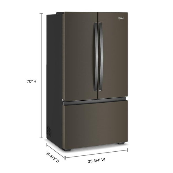 36" Wide True Counter Depth 3-Door French Door Refrigerator - 24 Cu. Ft. - Black Stainless Finish