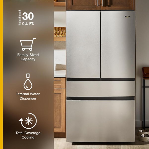 Whirlpool 30 Cu. Ft. Family-Sized Capacity French Door Refrigerator With Flexible Temperature Drawer - White