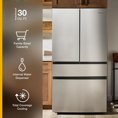 Whirlpool 30 Cu. Ft. Family-Sized Capacity French Door Refrigerator With Flexible Temperature Drawer - White