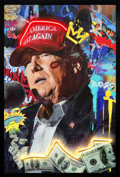 Flux Neon Graffiti - 25" x 37" Framed Wall Art