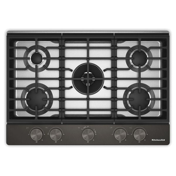 KitchenAid 30" Gas Cooktop With 5 Burners And Integrated Wok Grate - Black Ore