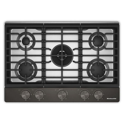 KitchenAid 30" Gas Cooktop With 5 Burners And Integrated Wok Grate - Black Ore