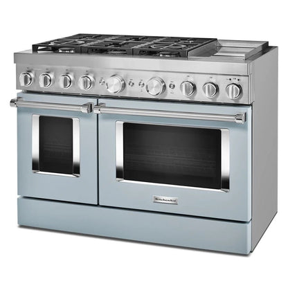 48'' Smart Commercial-Style Dual Fuel Range With Griddle - Misty Blue