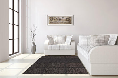 Farmhouse By Cindy Jacobs - Mirror Framed Print Wall Art - Dark Brown