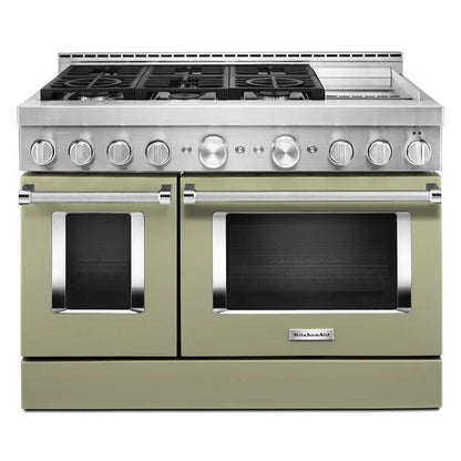 48'' Smart Commercial-Style Gas Range With Griddle - Avocado Cream
