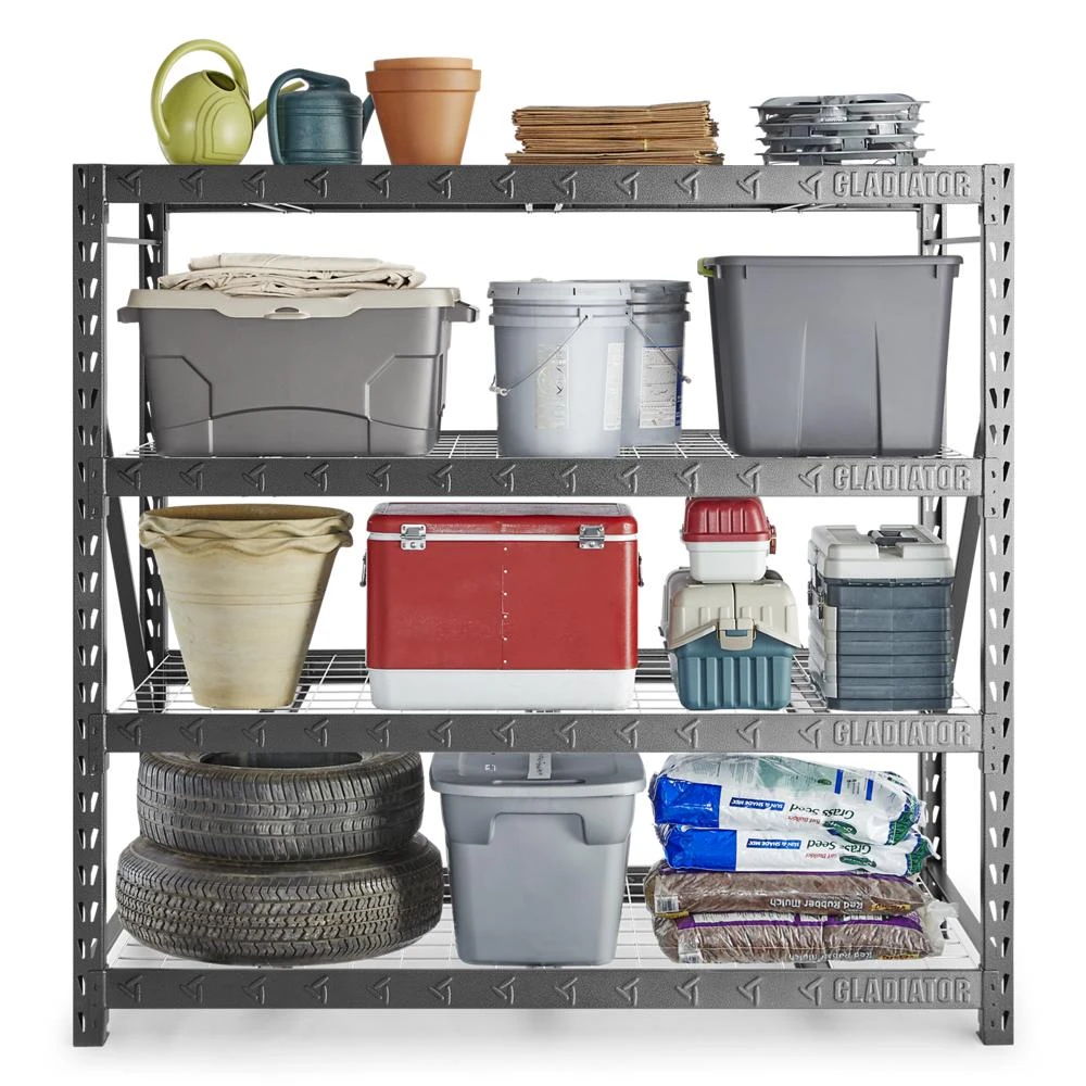 77" Wide Heavy Duty Rack With Four 24" Deep Shelves