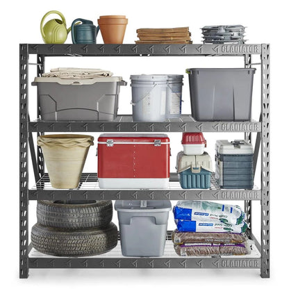 77" Wide Heavy Duty Rack With Four 24" Deep Shelves