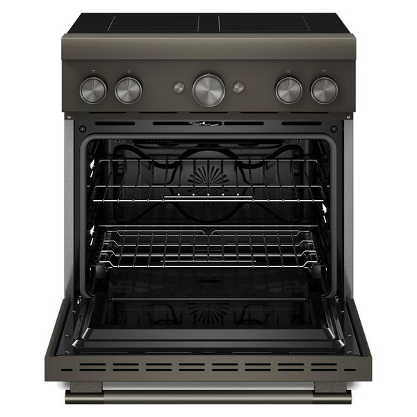 30" 4-Element Induction Freestanding Commercial-Style Range With Air Fry - Black Ore
