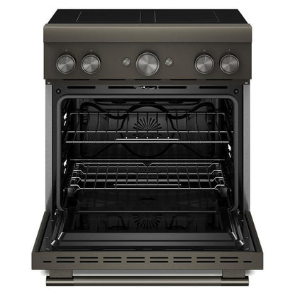 30" 4-Element Induction Freestanding Commercial-Style Range With Air Fry - Black Ore