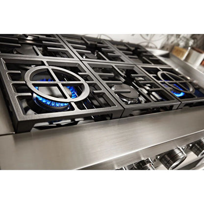 48'' Smart Commercial-Style Dual Fuel Range With Griddle - Misty Blue