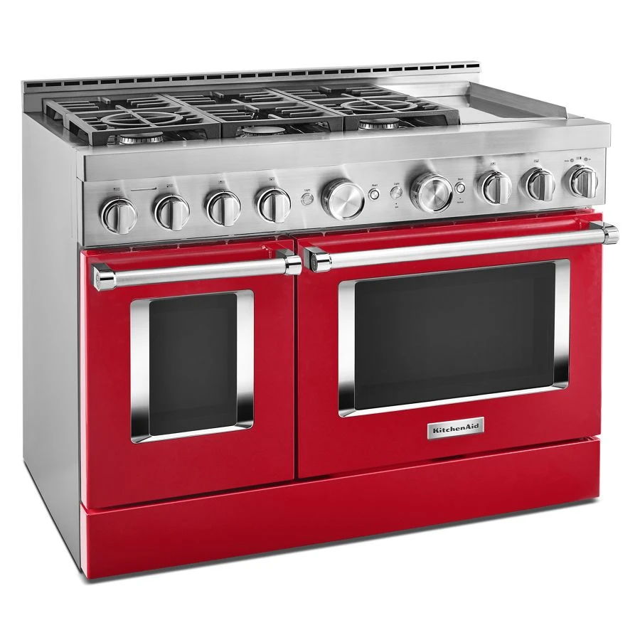 48'' Smart Commercial-Style Gas Range With Griddle - Passion Red