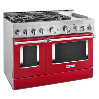 48'' Smart Commercial-Style Gas Range With Griddle - Passion Red