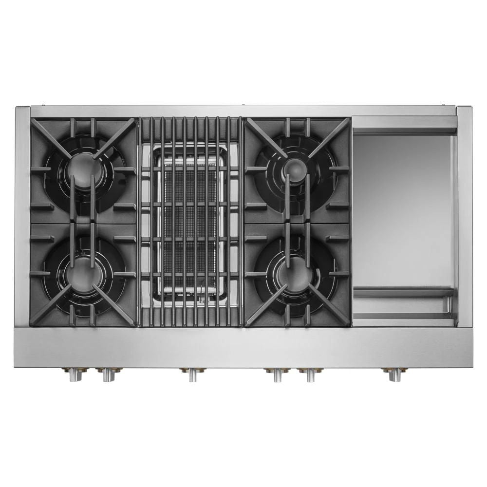 Rise 48" Gas Professional-Style Rangetop With Chrome-Infused Griddle And Grill