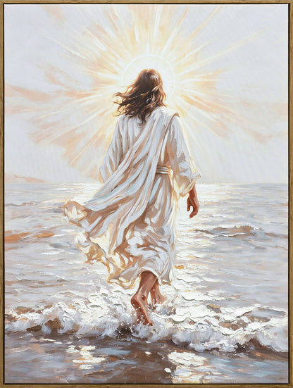 Steps Toward Glory - 36 X 48 - Hand-Embellished Canvas In Frame - White, Gray, Cream, Brown
