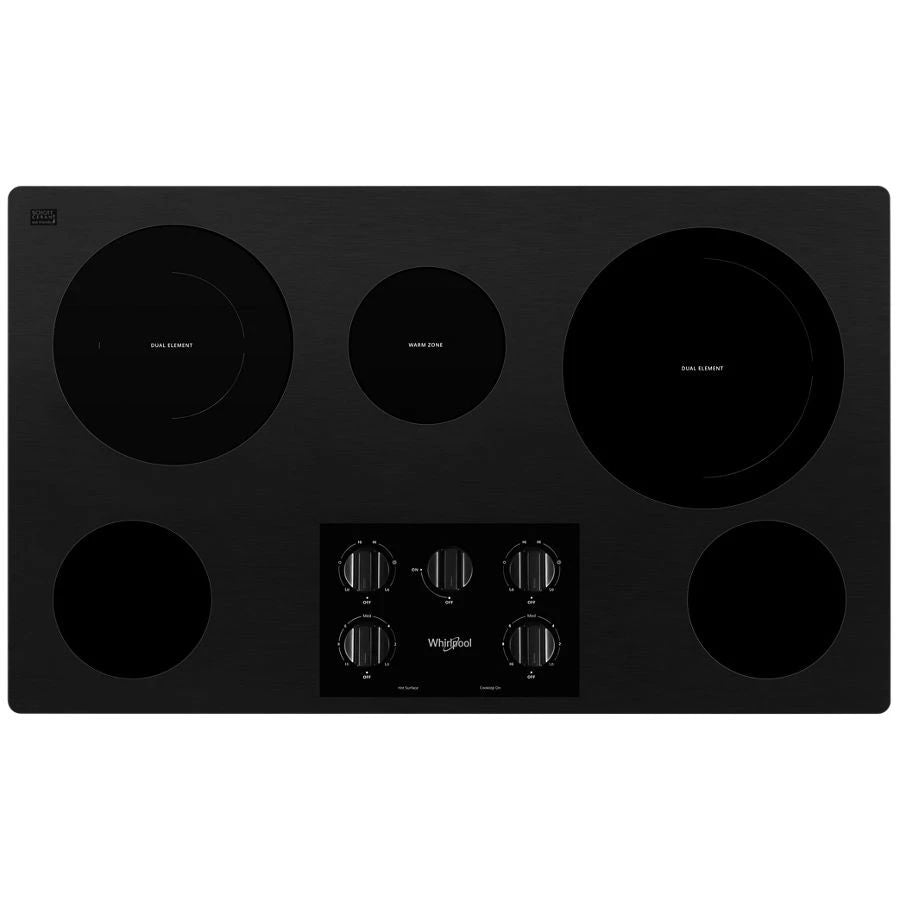 36" Electric Ceramic Glass Cooktop With Two Dual Radiant Elements - Black