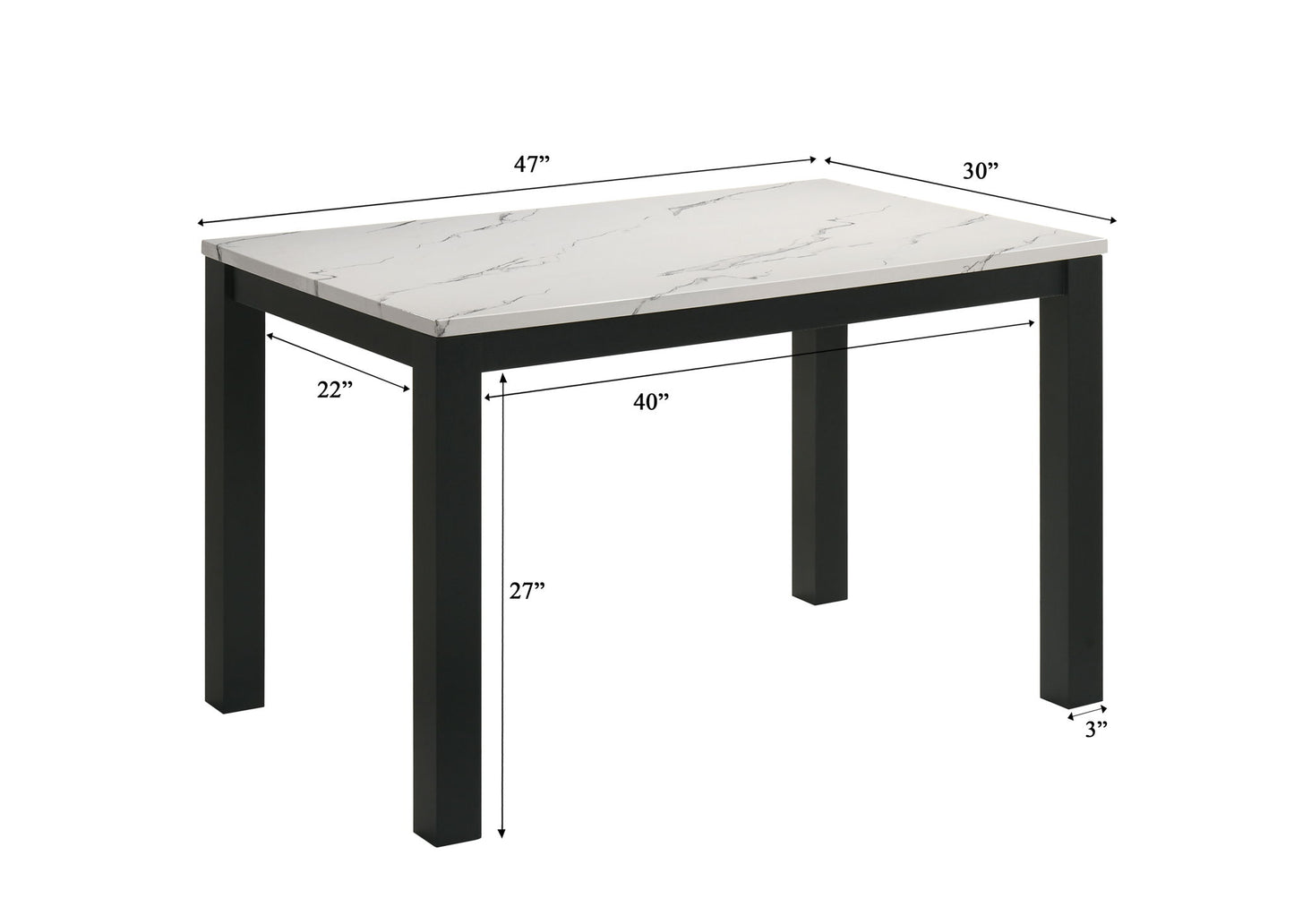 Resia - 5 Piece Dining Room Set - White / Black