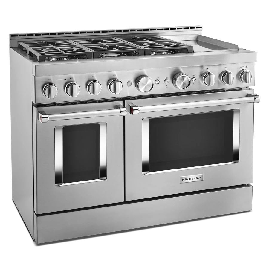 48" Smart Commercial-Style Gas Range With Griddle - Stainless Steel