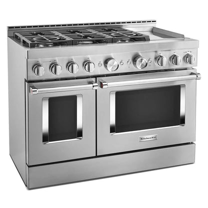 48" Smart Commercial-Style Gas Range With Griddle - Stainless Steel