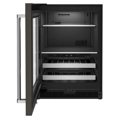 24" Beverage Center With Glass Door And Metal-Front Racks And PrintShield Finish