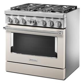 KitchenAid 36'' Smart Commercial-Style Dual Fuel Range With 6 Burners - Milkshake